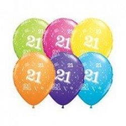 Helium Ballonnen "Bedrukt"; 21 Jaar (diverse kleuren)