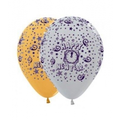 Helium Ballonnen "Bedrukt"; "Happy New Year" (Goud)