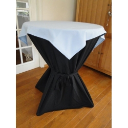 Statafel+Afrok Zwart+Licht-Blauw Afdekkleedje